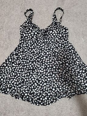 Croft & Barrow Polka Dot Conservative Swim Dress Size 12